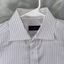 Canali Dress Shirt men's 15.75 40 Button Up Striped Cotton Casual Long Sleeve