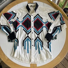 VTG 90s Brooks Dunn By Panhandle Slim Button Down Western Navajo Large 16/35
