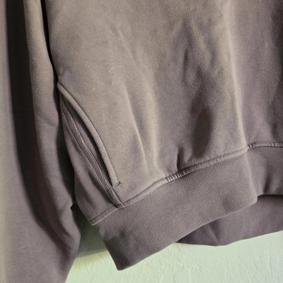 Athleta Forever Fleece Crop Sweater 1/2 zip Size Small Taupe - Image 3 of 4