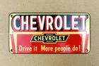 VINTAGE 8x4" CHEVROLET DRIVE IT GASOLINE PORCELAIN SALES & SERVICE OIL SIGN