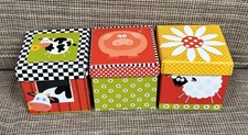 Set of 3 Square Shaped Cardboard Gift Trinket Boxes Farm Theme Cow Pig Sheep