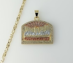 Authentic Last Supper Jesus Gold Plated 4mm Chain Necklace Oro Ultima Cena Dije Cadena