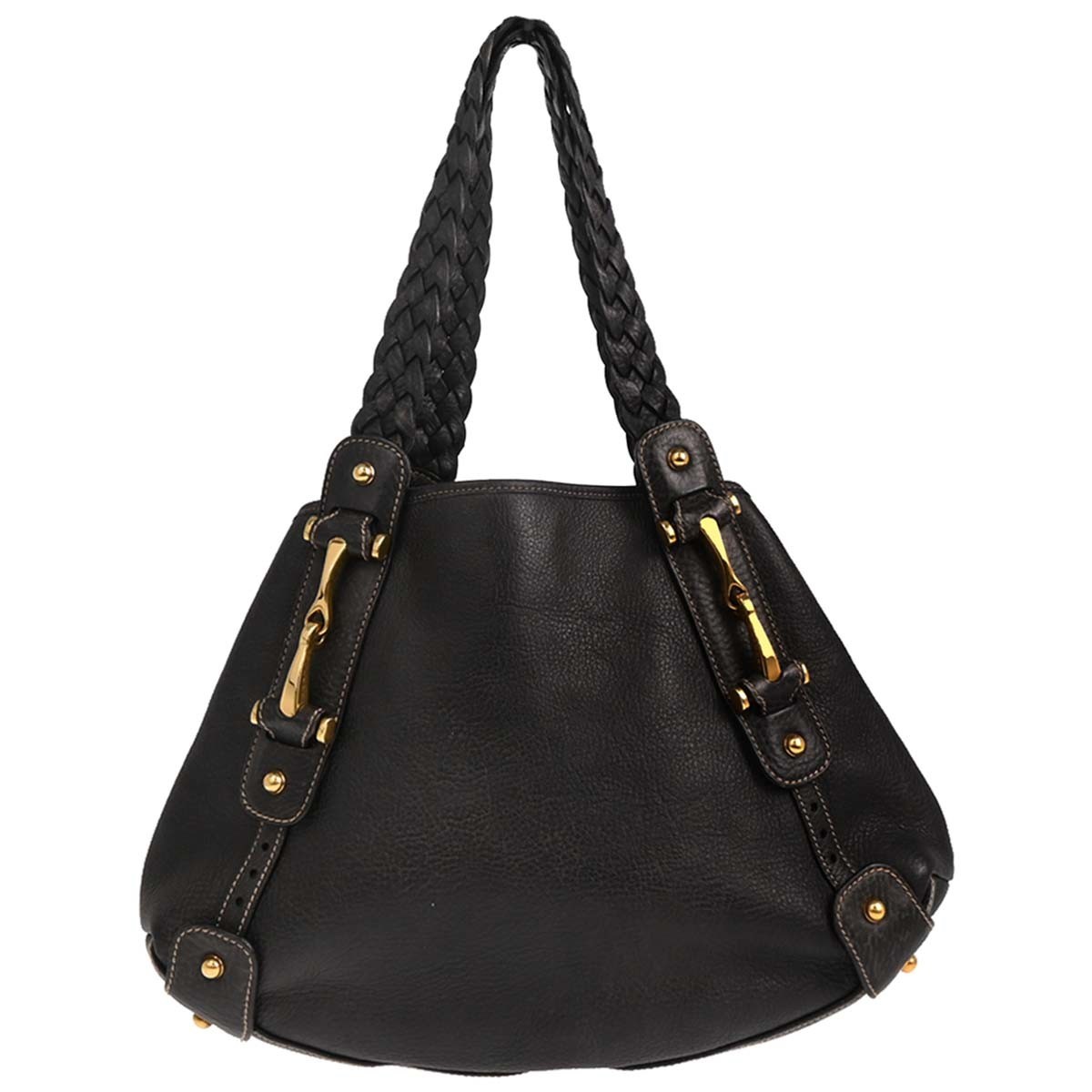 Gucci Black Leather Handbag with Gold-Tone Hardware XX50117