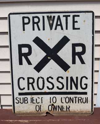 Vintage Antique Private Railroad Crossing Sign RXR Metal