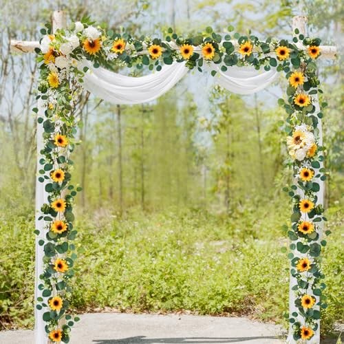  Pack Artificial Sunflower Garland, 6ft/Strand Silk Sunflowers Hanging Large 2