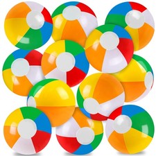 Vellibring 12" Summer Inflatable Beach Balls Bulk Rainbow Color Swimming Pool Wa