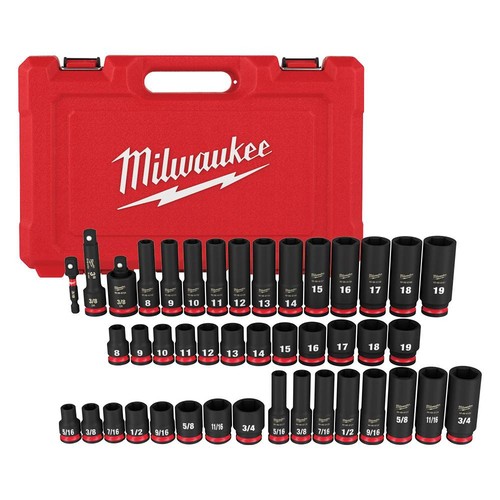 Milwaukee 49-66-7009 SHOCKWAVE Impact 3/8" Drive SAE & Metric Deep 6PT Set, 43PC