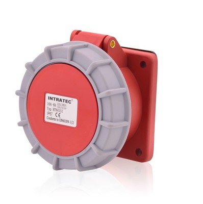 CEE-Starkstrom-Einbausteckdose Gerade 63A 400V 6h IP67 5-polig (3P+N+E)