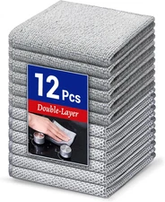 12 Pcs Non-Scratch Multipurpose Steel Wire Dishcloths - Reusable Quick-Dry Odor-