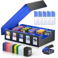 Trading Card Storage Box 5-Row 3900 Capacity, Black Blue