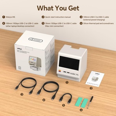 Wokyis M5 Retro Dock Station for Mac mini M4, 5'inch HD Display