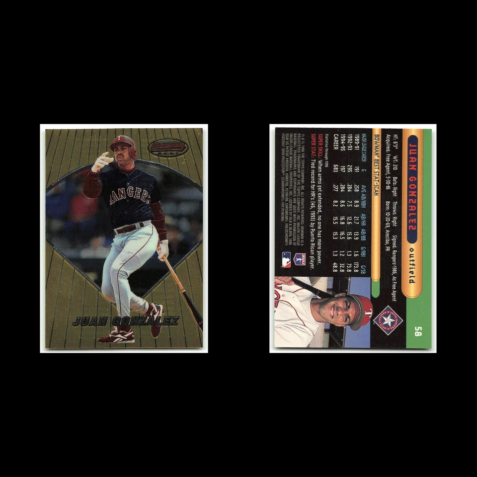 Juan Gonzalez #58 1996 Bowmans Best Texas Rangers Baseball Card MLB NM - Image 3 of 3