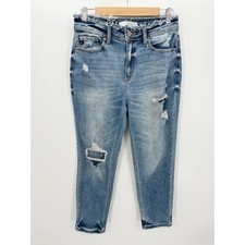 Kancan Katherine High Rise Distressed Mom Jeans Stretch Cotton Blend Women 7/27