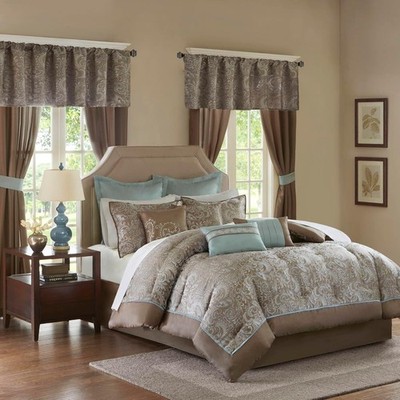 Essentials Brystol 24 Piece Room in a Bag Faux Silk Comforter Jacquard Paisley