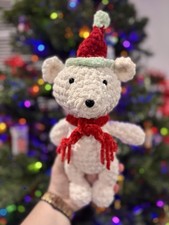 Crochet Christmas Bear Toy Handmade Amigurumi Gift Plush