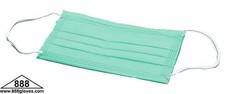 3 Ply Earloop Face Mask - Green - 90-103GN - 50 Face Masks