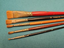 5 pennelli vintage da artista A. Langnickel - rosso puro zibellino piatto e rotondo New York e Stati Uniti