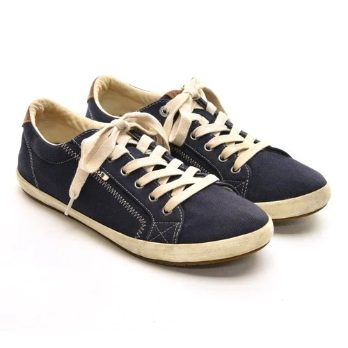 Ladies Taos Star Burst Low Top Sneakers 10 M Blue Canvas Casual Lace Up Shoes