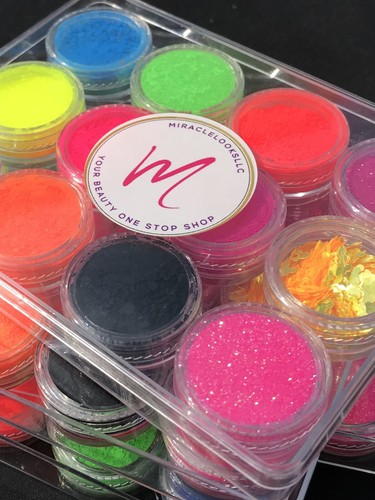 Bright Neon Matte Glitter Eyeshadow Shadow Pigment Palette Nail Art Powder - Picture 5 of 12