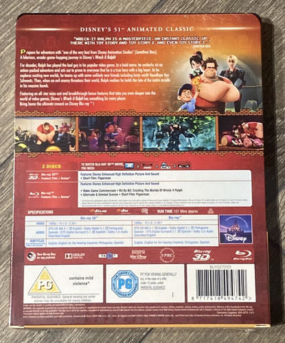 Disney Wreck It Ralph 3D 2-Discs Bluray UK Steelbook Classic #51 Lenticular NEW - Picture 2 of 2