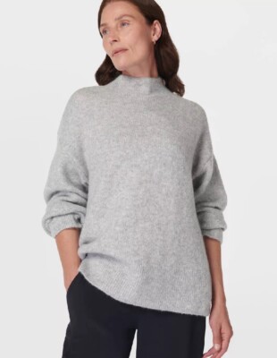 Sweaty Betty Struktur Wollmischung Zinnwolle Trichterausschnitt Gr. M (Z)