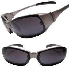 Wrap Shield Motorcycle Riding Biker Lightweight Sporty Matte Gray Sunglasses