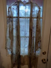 Citron Of Santa Monica Silk Tunic Asian Motif, 2X tan and brown floral.