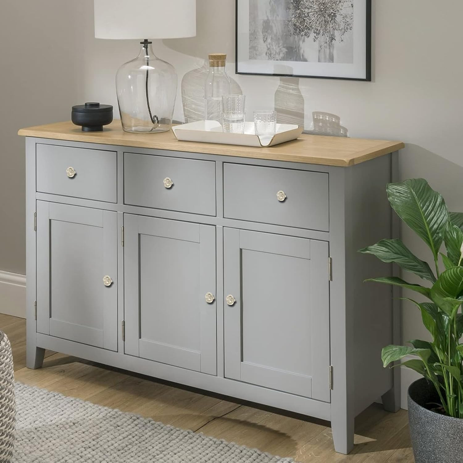 Uenhoy 5 Pcs Vintage Rose Drawer Knobs - Antique Rose Flower Cabinet Knobs for D