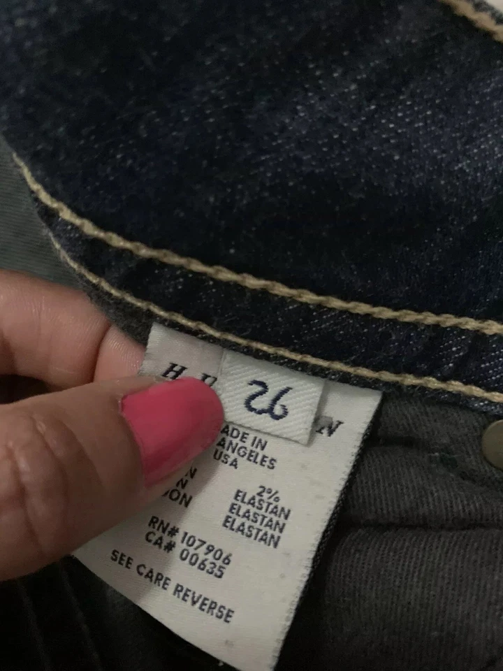 Hudson Jeans Flap Pocket Raw Edge Hem Cutoff Denim Shorts Size 26 - Image 3 of 4