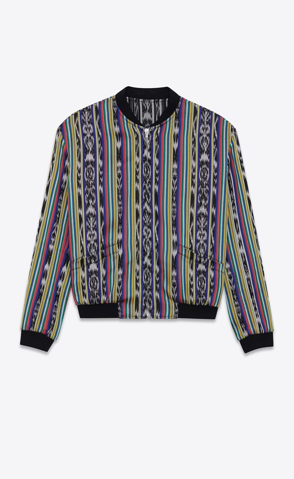 SAINT LAURENT GIACCA REVERSIBILE IN COTONE COLORATO CON RIGHE IKAT SIZE: 48