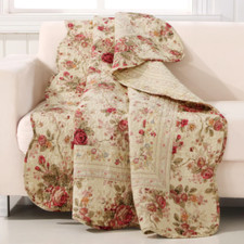 NEW COZY COTTAGE COUNTRY YELLOW PINK RED BLUE GREEN LEAF ROSE THROW BLANKET