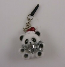 Panda Bear Christmas dangle cell phone or fits Ipad charm ear cap dust plug