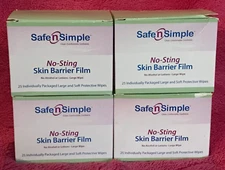 Safe n Simple SNS00807 Skin Barrier Wipes 100 Wipes 4 Boxes of 25 exp 2026 NEW
