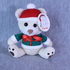 TEDDY BEAR Santa Hat Christmas Sweater Plush 6" Sitting Animal Toy NEW FIESTA