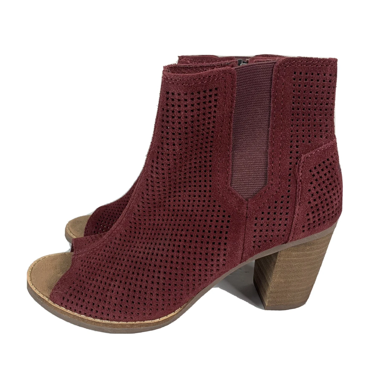 Burgundy peep on sale toe booties
