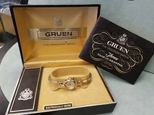 AUTHENTIC GRUEN 10K R.G.P. BEZEL WATCH SWISS MADE GOLD FILLED BAND