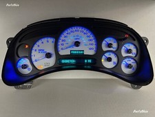 Silverado Speedometer Gauge Cluster Trans Temp Blue Needles Blue Led White Face