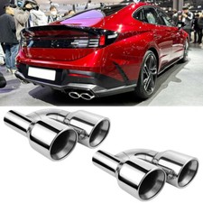 For Hyundai Sonata Offset 2.5" In Quad 4" Outlet Dual Wall Exhaust Tip Slant Cut