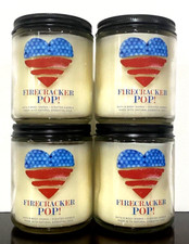Bath  Body Works LOT OF 4 FIRECRACKER POP Single Wick Candles 4th Of July Scent
