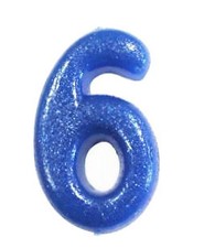 Large Blue Glitter Number Candle  Birthday Cake Topper