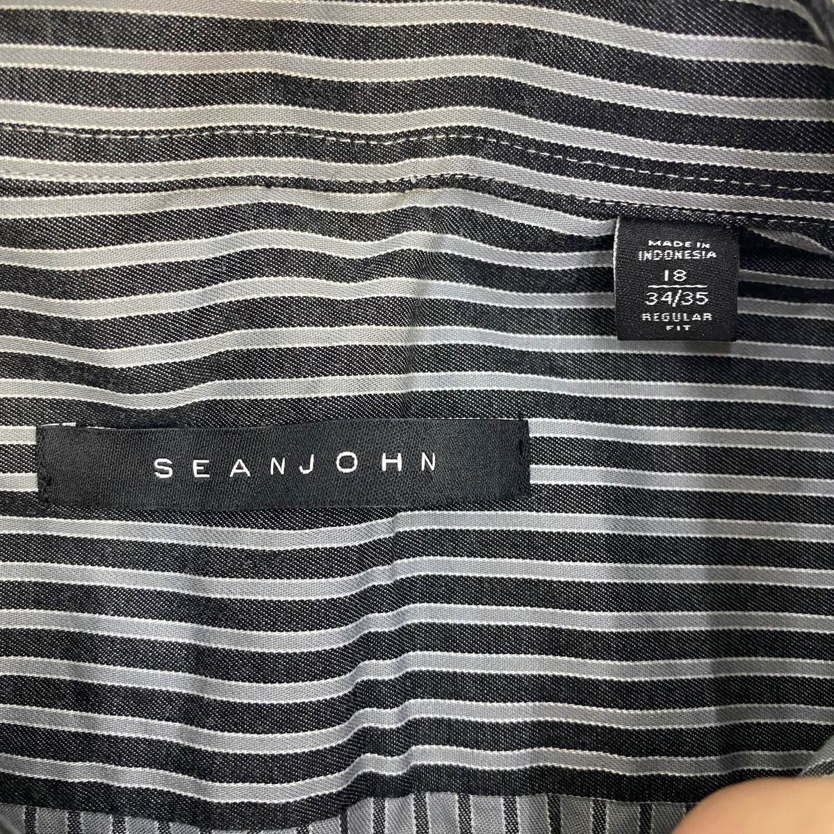 Sean John Button Up Shirt Mens 18 34/35 Multicolor Stripe