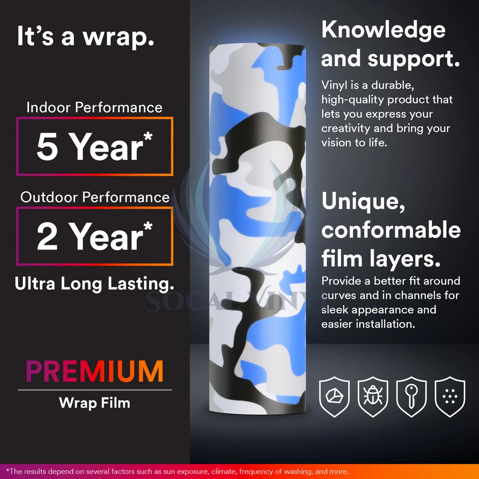 Calcomanía adhesiva de vinilo premium azul negro blanco gris camuflaje desierto Foto 4 de 4