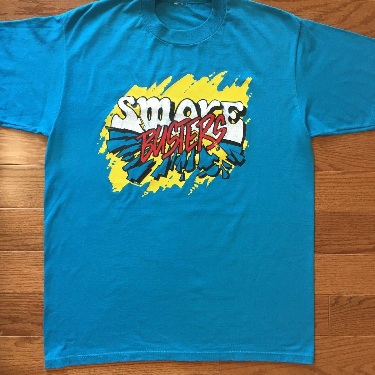 cigarette busters Vtg Smoke Busters T Shirt Sz M/L Anti Smoking Cigarettes Neon Blue Single  Stitch