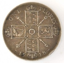 1918 Great Britain One Florin Two Shillings .925 Silver Coin George V KM# 817