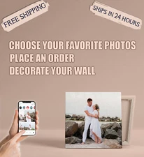 Your Photo on Square Canvas Print, High Quality, Made in USA, Fast Free Shipping