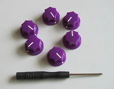 6x Guitar 1/4" Mini MXR Style AMP Knobs Effect Pedal Knob w/ Brass Insert Purple