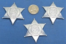 Toy Deputy Badges ~ Western ~ Heavy Duty Die Cast 6 Point Star ~ Set of 3 Silver