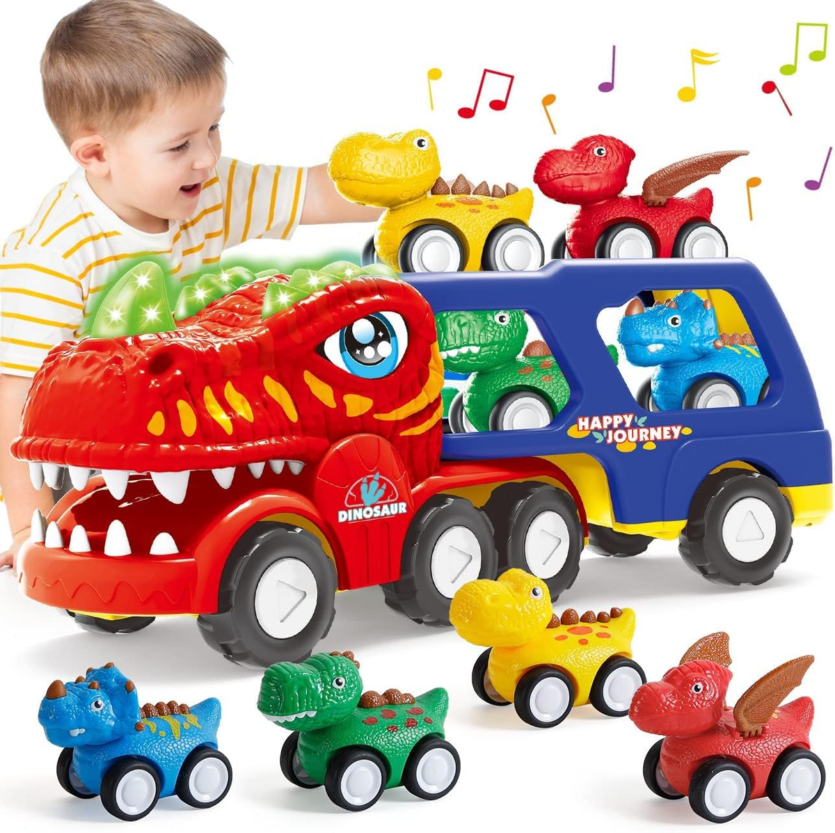 INSTOY Monster Truck Toys for Year Old Boys Gifts, 5-Pieces  Dinosaur For
