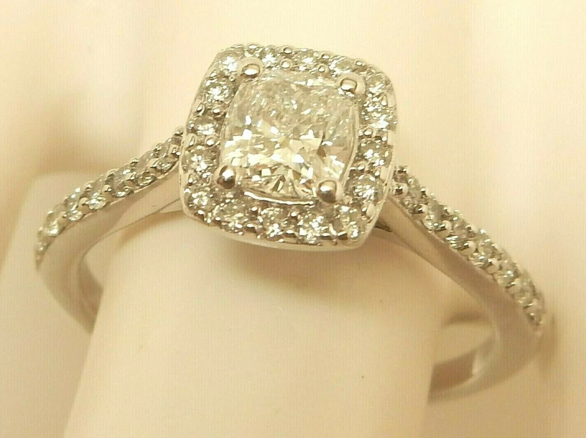 Designer JX 14K Gold .95 ctw Cushion Round Natural Diamond Halo