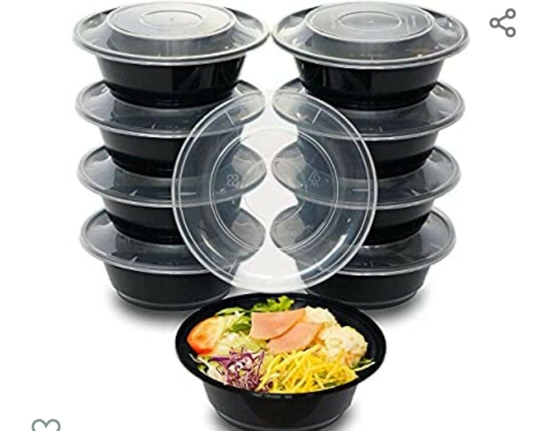 50 Set(100pcs) Meal Prep 24 oz Reusable Microwaveable Food Containers With Lids